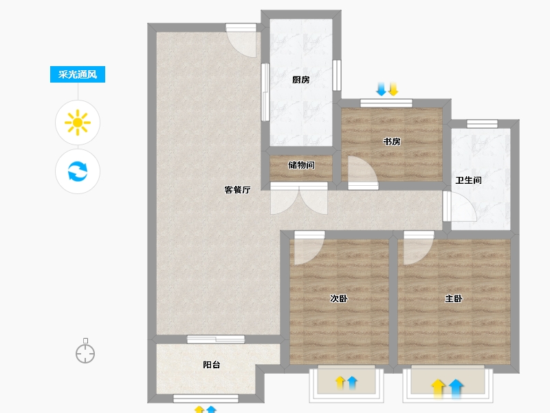 江苏省-扬州市-佳源桂府-82.00-户型库-采光通风