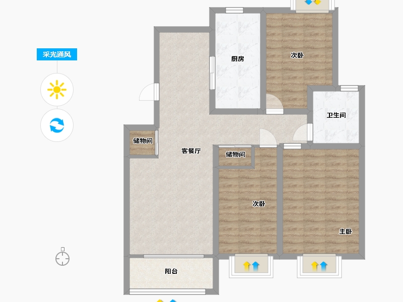 江苏省-淮安市-阅淮苑-94.40-户型库-采光通风