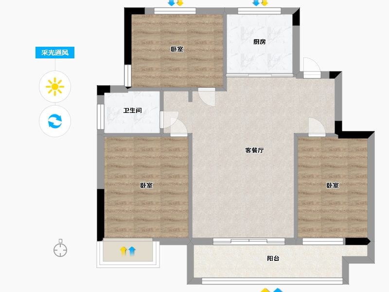 浙江省-宁波市-临湾府-71.00-户型库-采光通风