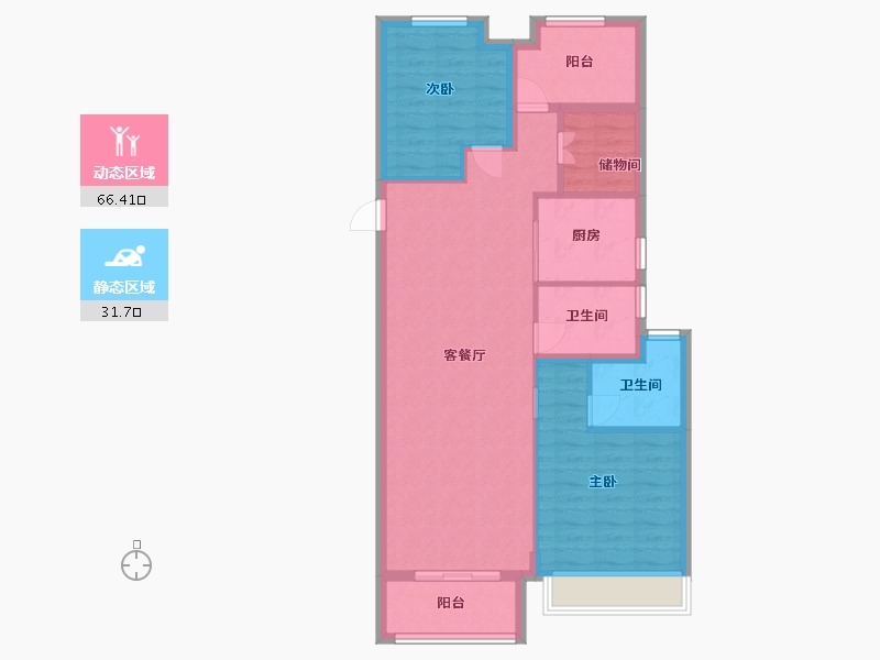 江苏省-淮安市-金圆幸福城-88.44-户型库-动静分区