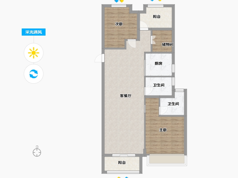 江苏省-淮安市-金圆幸福城-88.44-户型库-采光通风