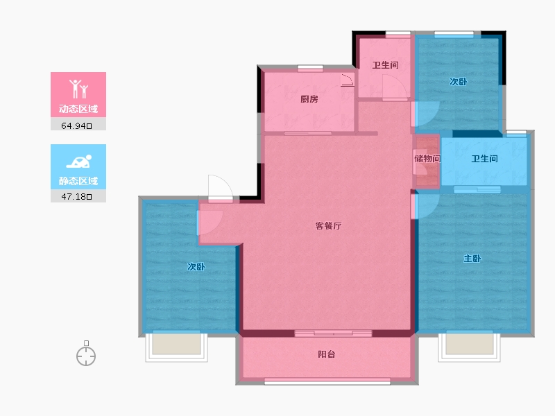 青海省-西宁市-西宁城北吾悦广场-101.00-户型库-动静分区