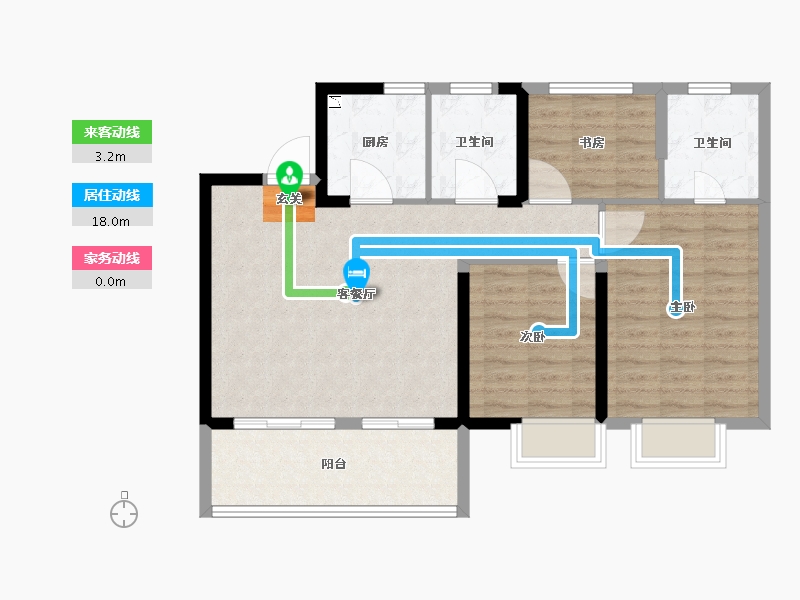 江苏省-常州市-港龙紫御府-86.00-户型库-动静线