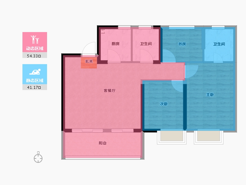 江苏省-常州市-港龙紫御府-86.00-户型库-动静分区