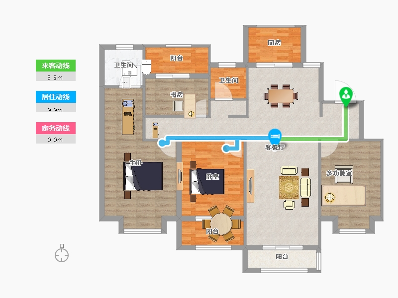 江苏省-扬州市-绿地中央学府-117.00-户型库-动静线