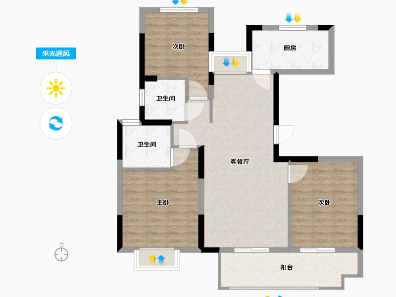 江苏省-南通市-通州上悦城-93.00-户型库-采光通风