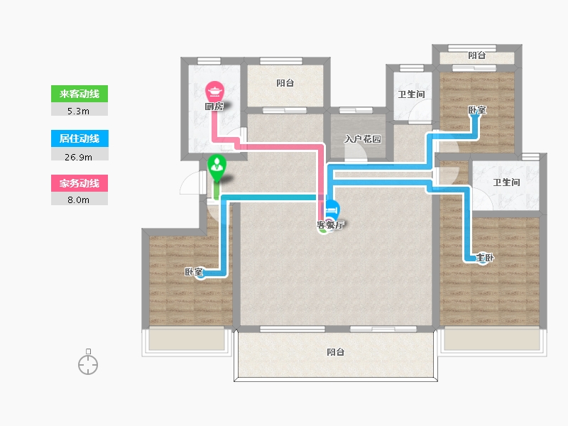 浙江省-宁波市-绿地新里铭庐公馆-114.00-户型库-动静线