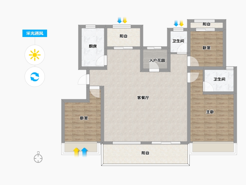 浙江省-宁波市-绿地新里铭庐公馆-114.00-户型库-采光通风