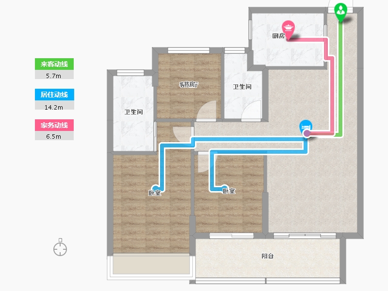 浙江省-金华市-明都星耀城-84.15-户型库-动静线