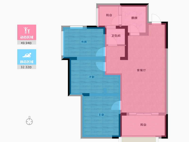 湖北省-宜昌市-中铁龙盘湖世纪山水-72.08-户型库-动静分区