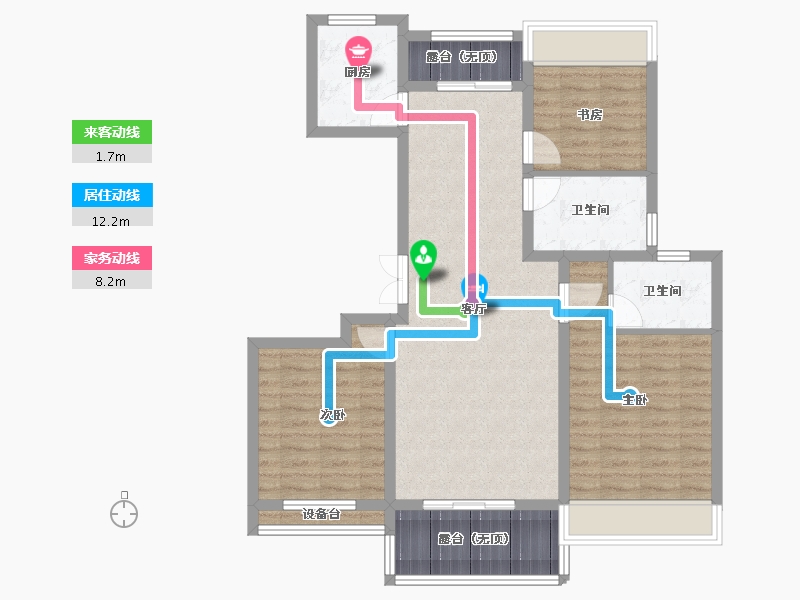 浙江省-杭州市-龙山公馆-93.87-户型库-动静线