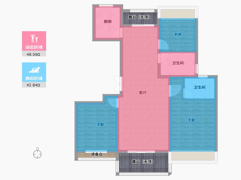 浙江省-杭州市-龙山公馆-93.87-户型库-动静分区