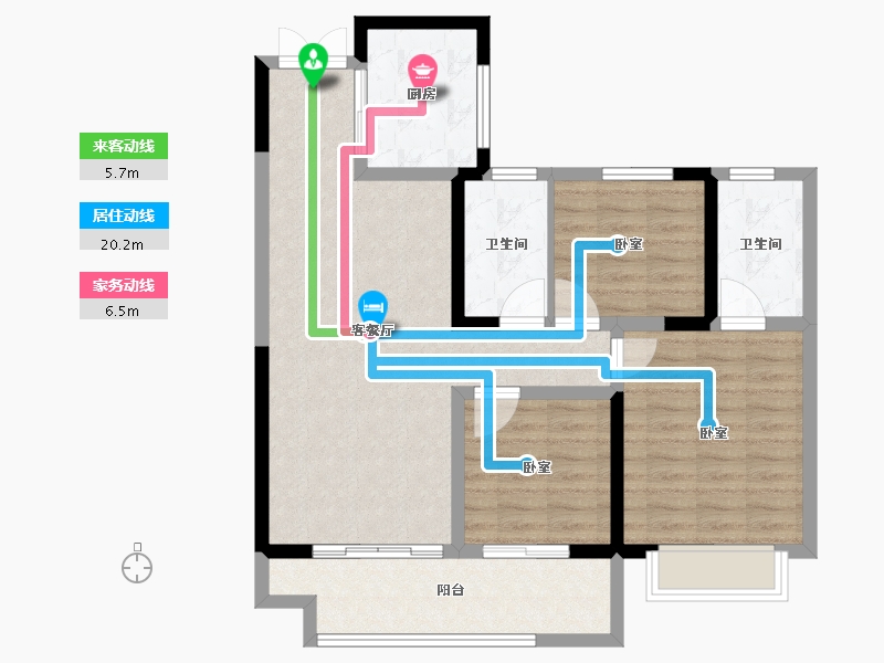 江苏省-宿迁市-吾悦广场（吾悦华府）-88.20-户型库-动静线