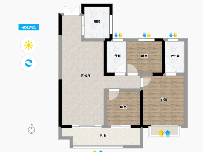 江苏省-宿迁市-吾悦广场（吾悦华府）-88.20-户型库-采光通风