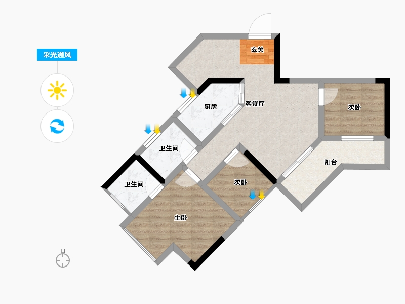 广西壮族自治区-桂林市-凯立达山水郡-64.36-户型库-采光通风