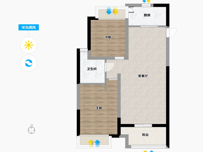 江苏省-淮安市-四季金辉观岚-64.00-户型库-采光通风