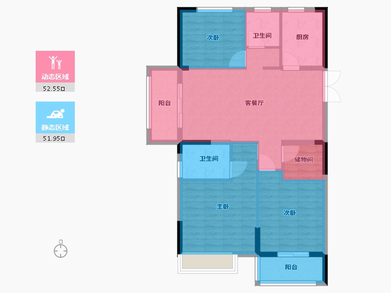 江苏省-淮安市-金圆幸福城-94.40-户型库-动静分区