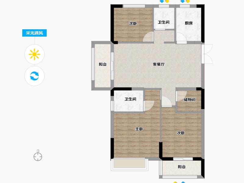 江苏省-淮安市-金圆幸福城-94.40-户型库-采光通风