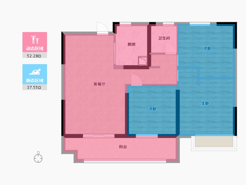 江苏省-淮安市-中南熙悦-80.00-户型库-动静分区