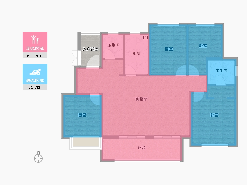 江苏省-宿迁市-飞翔·新城学府-107.63-户型库-动静分区