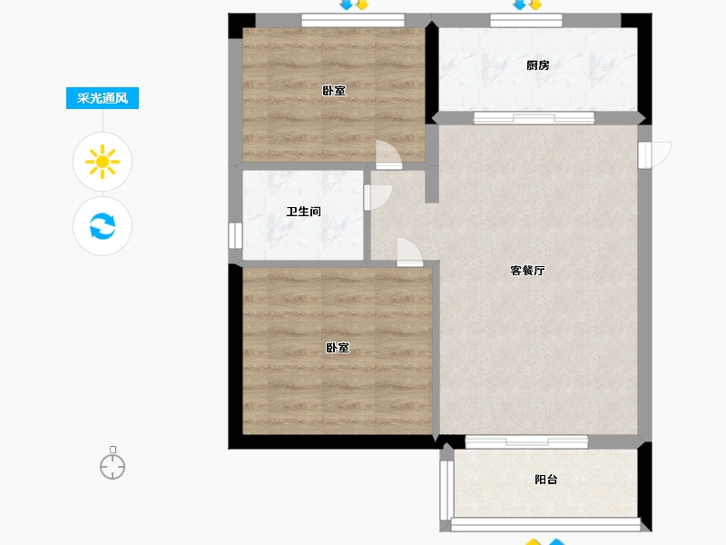 浙江省-宁波市-绿雅原乡-55.99-户型库-采光通风