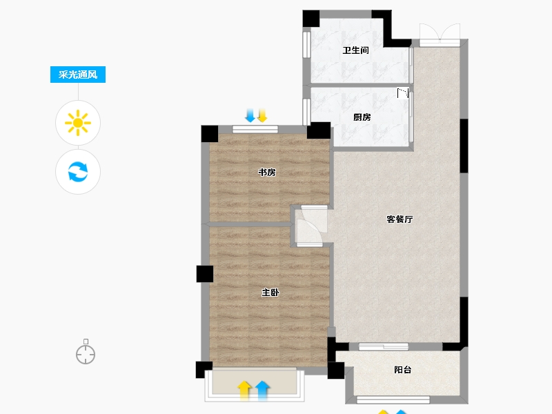 江苏省-淮安市-金圆幸福城-72.30-户型库-采光通风