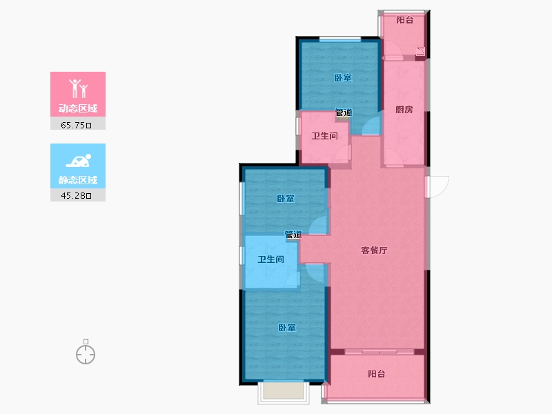 安徽省-淮南市-淮南恒大御府-100.17-户型库-动静分区