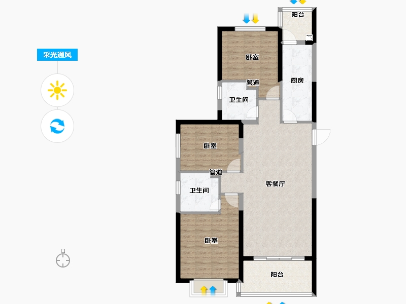 安徽省-淮南市-淮南恒大御府-100.17-户型库-采光通风