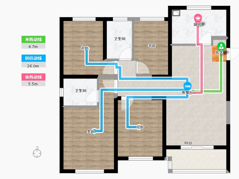 江苏省-常州市-7区上东住宅-101.00-户型库-动静线