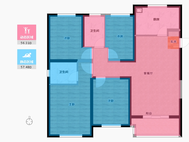 江苏省-常州市-7区上东住宅-101.00-户型库-动静分区