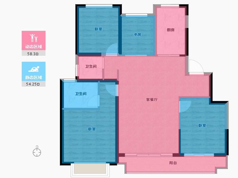 江苏省-宿迁市-华鸿·沁和园-102.00-户型库-动静分区