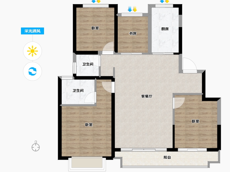 江苏省-宿迁市-华鸿·沁和园-102.00-户型库-采光通风