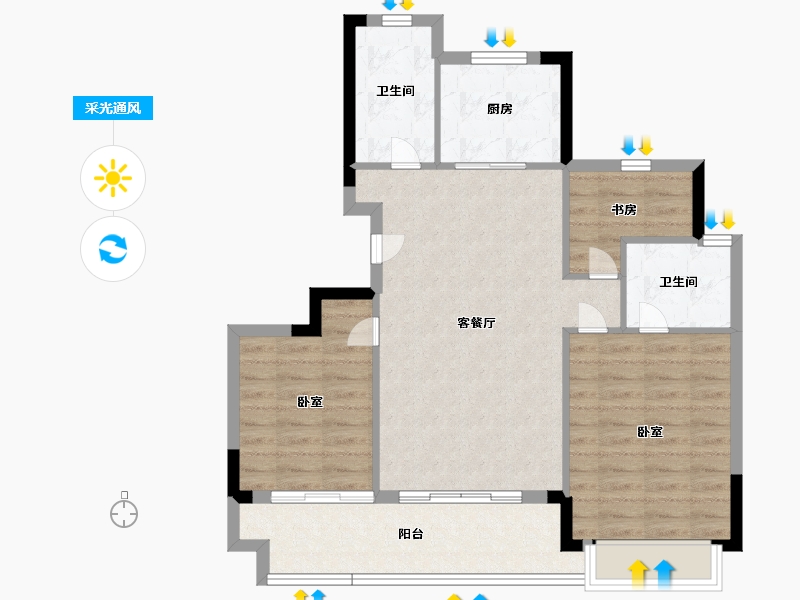 浙江省-宁波市-宋都城投学林新天地-84.00-户型库-采光通风