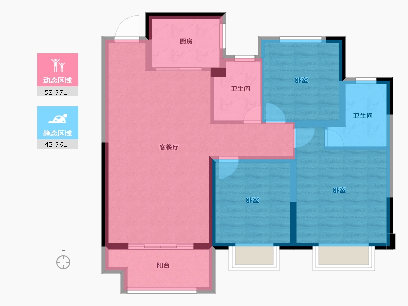 安徽省-淮南市-三巽·文华东郡-86.00-户型库-动静分区