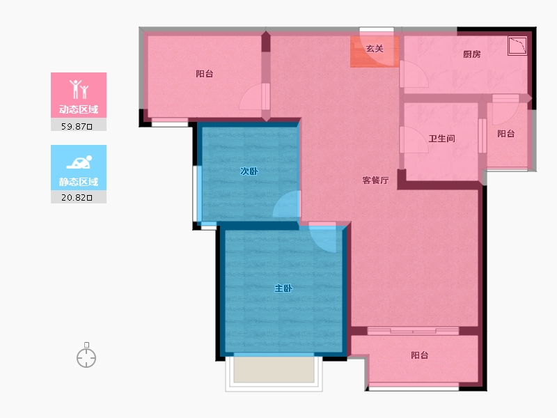 江苏省-无锡市-融侨观邸-71.00-户型库-动静分区