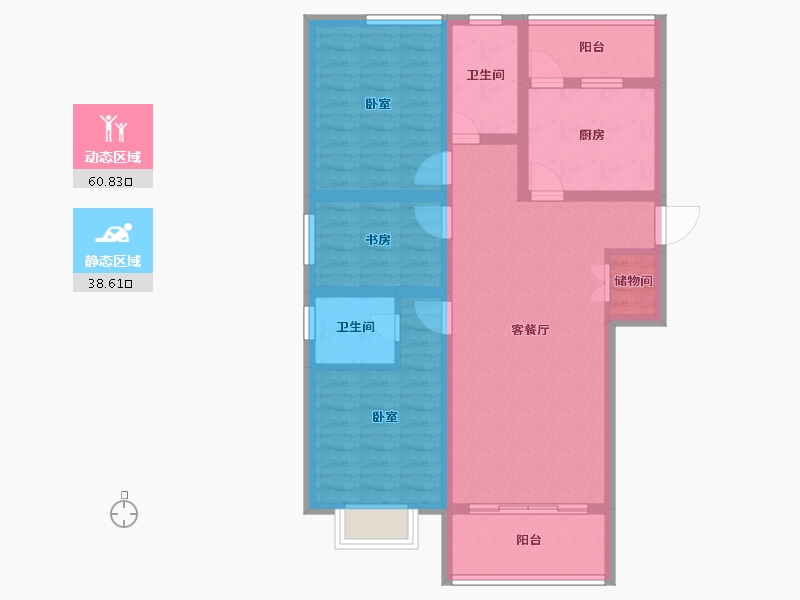 安徽省-淮南市-中环国际广场-87.84-户型库-动静分区