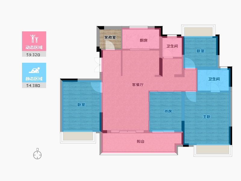 安徽省-阜阳市-金科云湖春晓-106.07-户型库-动静分区