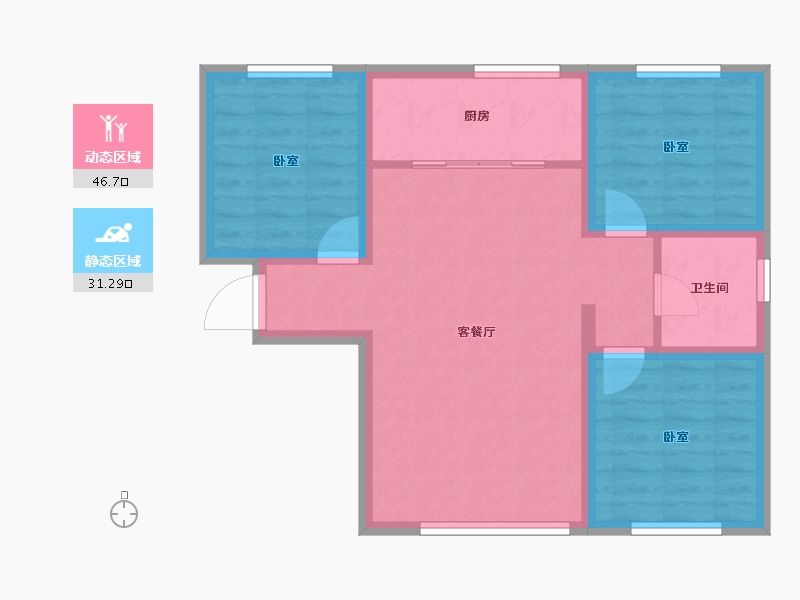 新疆维吾尔自治区-乌鲁木齐市-金科幸福里-69.54-户型库-动静分区