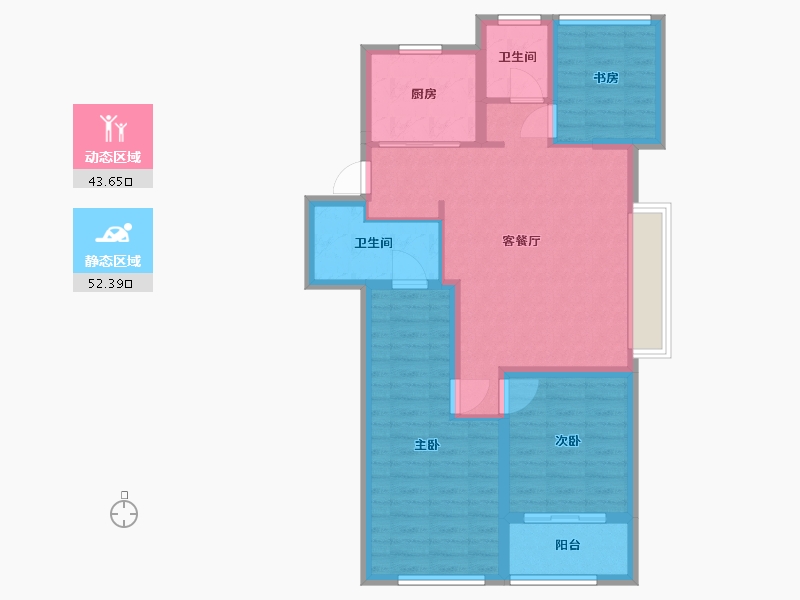 江苏省-苏州市-翡翠河滨雅院-85.77-户型库-动静分区