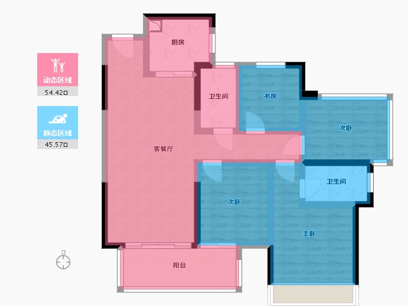 广西壮族自治区-南宁市-彰泰学府-87.67-户型库-动静分区