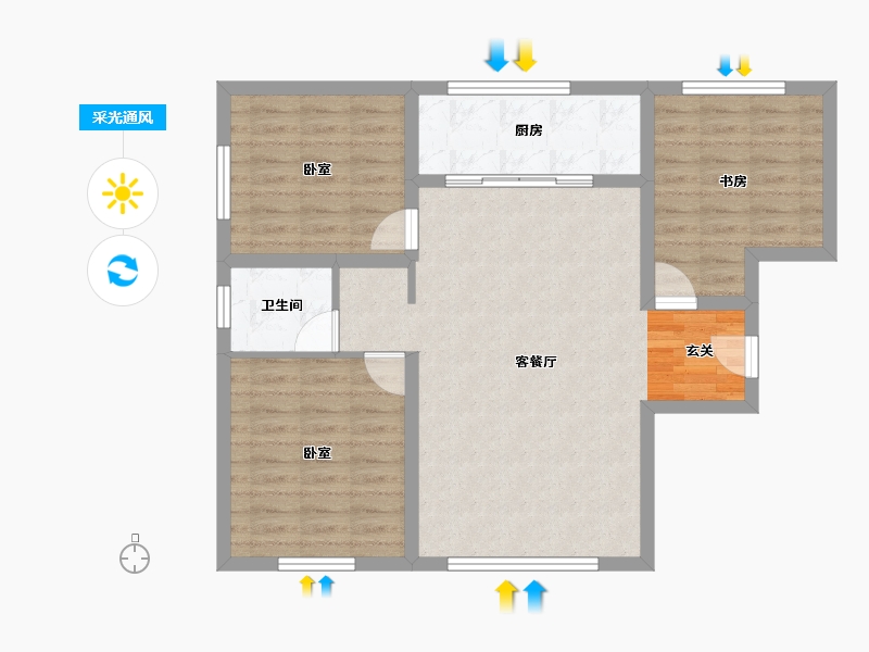 新疆维吾尔自治区-乌鲁木齐市-西山大学城翰岭佳苑-81.56-户型库-采光通风