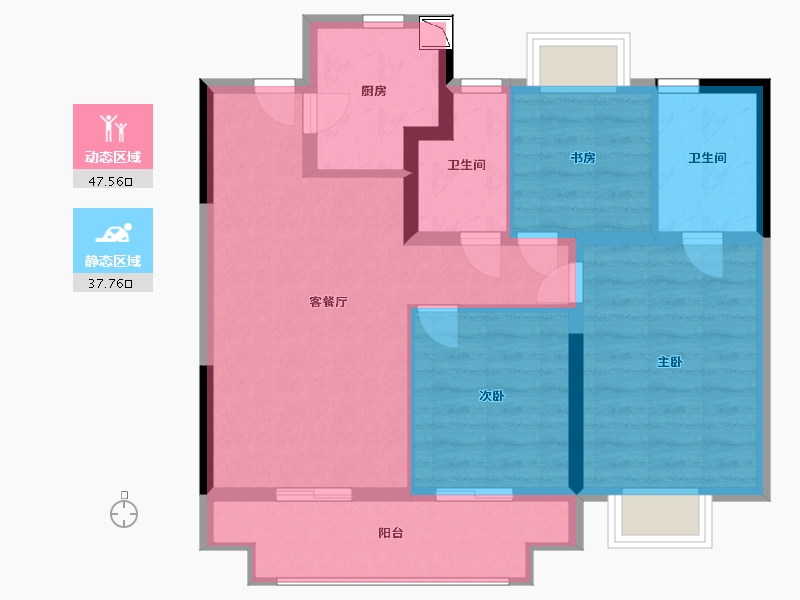 江苏省-南通市-天安 · 逸品花园-76.00-户型库-动静分区