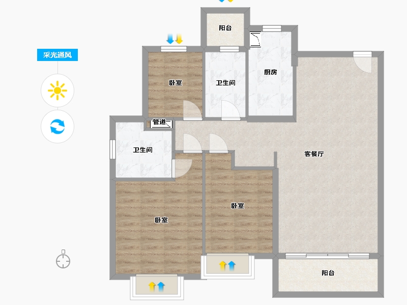 浙江省-湖州市-湖州恒大悦珑湾-94.00-户型库-采光通风