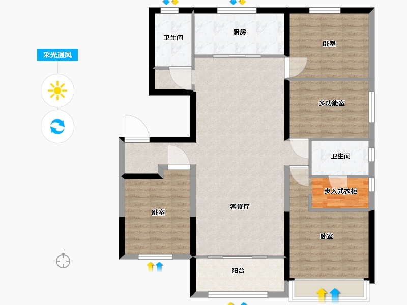 宁夏回族自治区-石嘴山市-海亮滨河壹号-111.11-户型库-采光通风