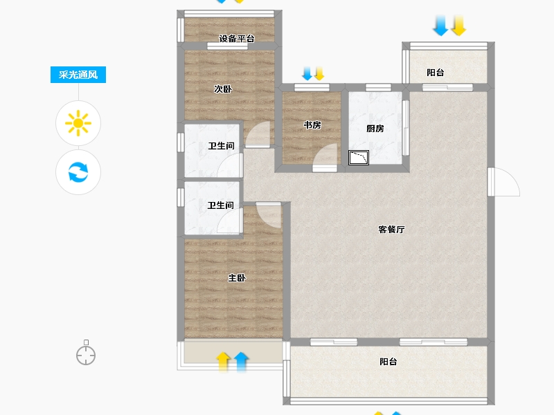 安徽省-合肥市-城建琥珀东华府-106.00-户型库-采光通风