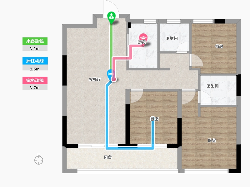 浙江省-金华市-绿城横店桂语江南-84.00-户型库-动静线