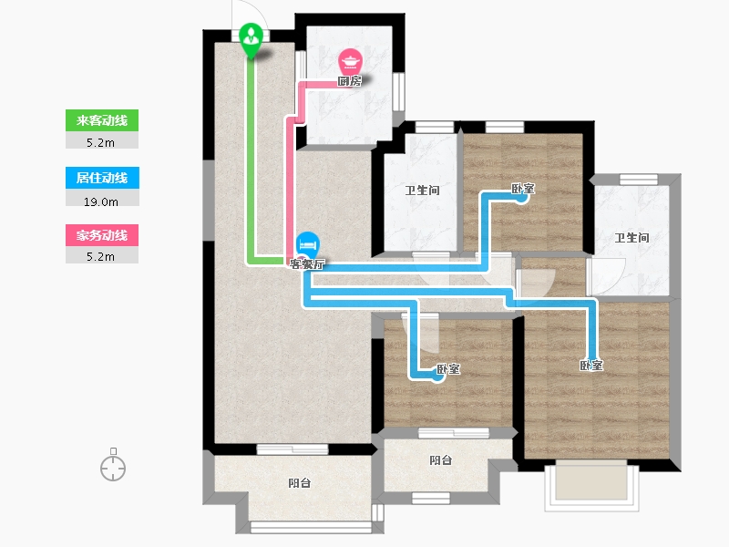 浙江省-嘉兴市-汇景悦湖-72.58-户型库-动静线