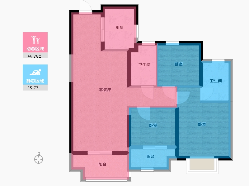 浙江省-嘉兴市-汇景悦湖-72.58-户型库-动静分区