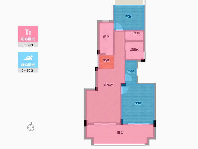 安徽省-黄山市-翼天学苑里-67.86-户型库-动静分区