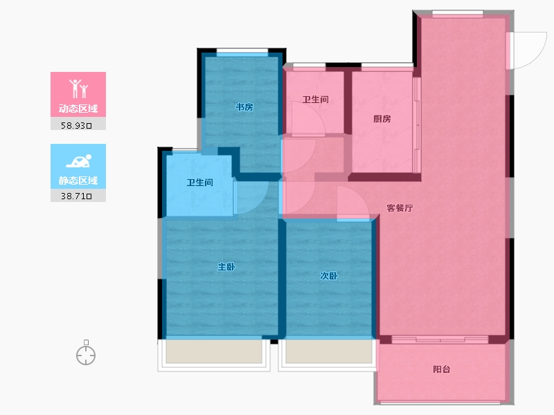 江苏省-苏州市-联发棠颂-87.37-户型库-动静分区